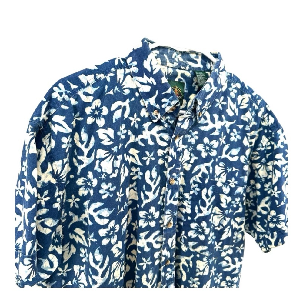 McGregor Men’s L Large VTG 80’s Cotton Blue SS Button Shirt Hawaiian‎ Vintage - Picture 5 of 12